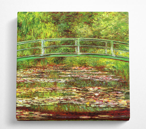 A Square Canvas Print Showing Monet Bridge Over The Sea Rose Pond Square Wall Art