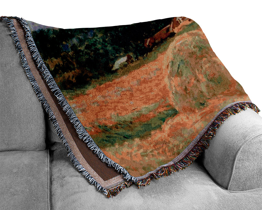 Monet Haystacks At Giverny Woven Blanket