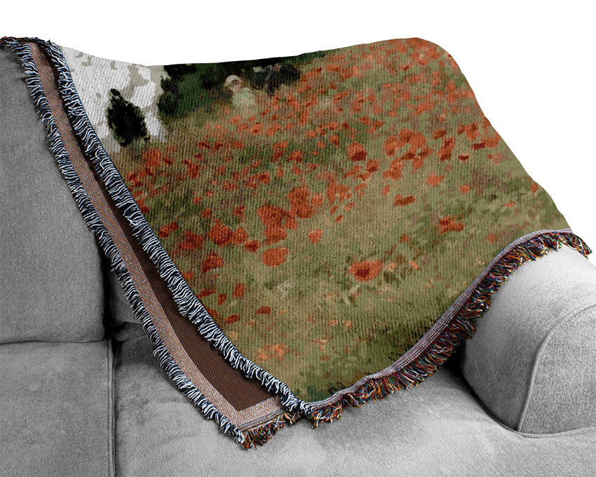 Monet Poppy Field 2 Woven Blanket