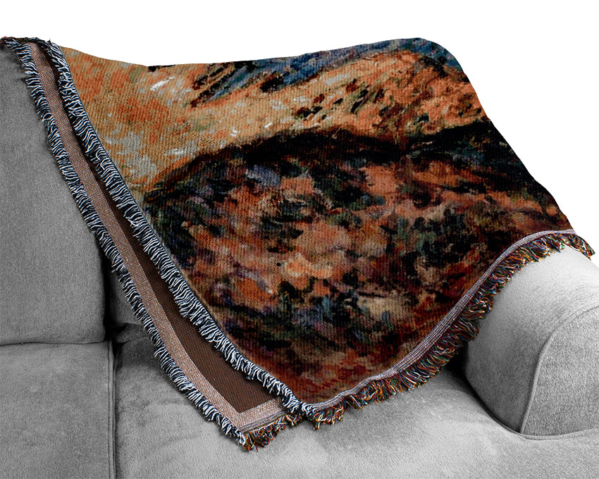 Monet The Cliff Of Aval At Etretat Woven Blanket