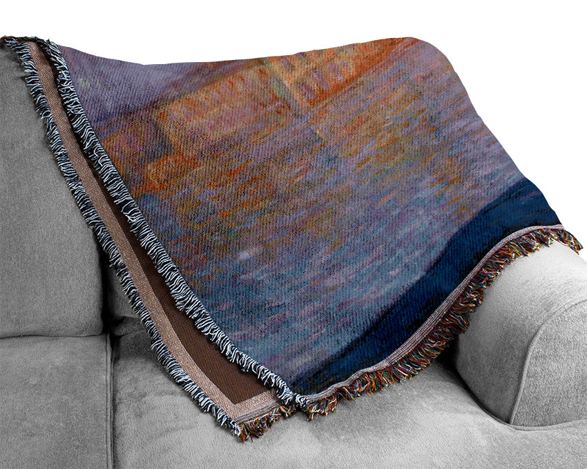 Monet The Doges Palace Sunset Woven Blanket