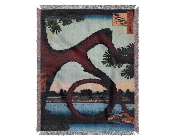 Hiroshige Moon Pine Woven Blanket