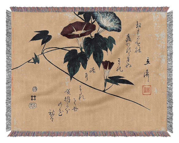 Hiroshige Morning Glory Woven Blanket