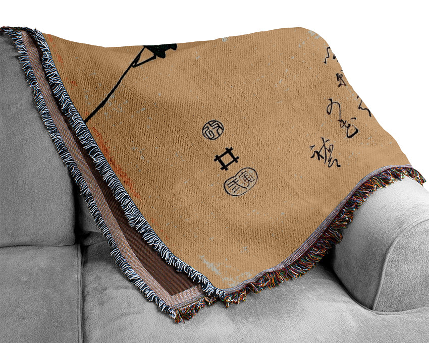 Hiroshige Morning Glory Woven Blanket