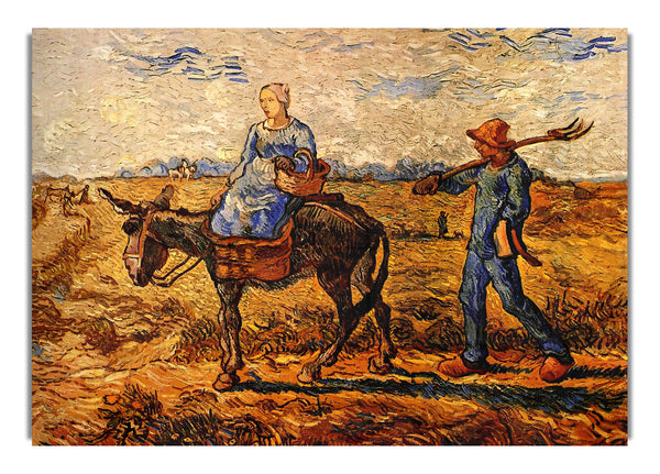 Morgendliches Bauernpaar auf dem Weg zur Arbeit von Van Gogh