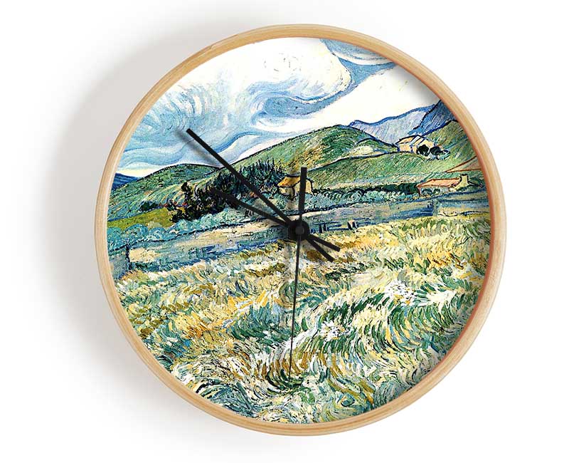 Van Gogh Mountain Landscape Behind The Hospital Saint-Paul Clock - Wallart-Direct UK