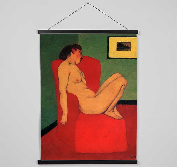Felix Vallotton Nude In A Red Armchair Hanging Poster - Wallart-Direct UK