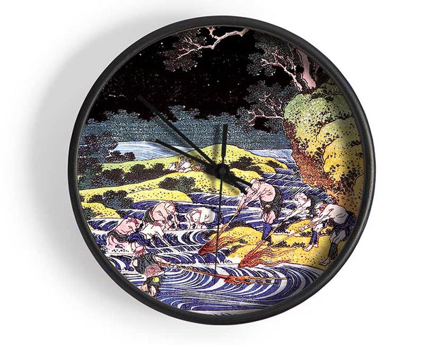Hokusai Ocean Landscape Clock - Wallart-Direct UK
