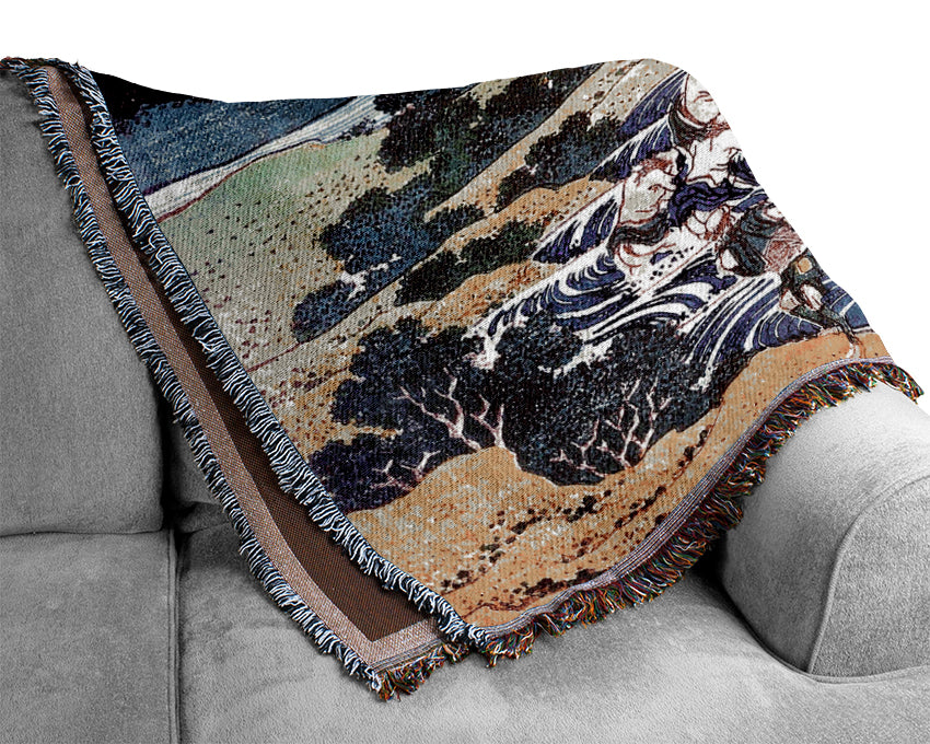 Hokusai Ocean Landscape Woven Blanket