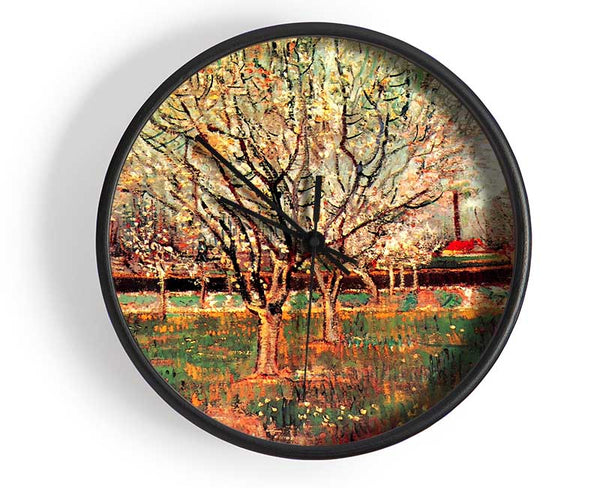 Van Gogh Orchard In Blossom Plum Trees Clock - Wallart-Direct UK