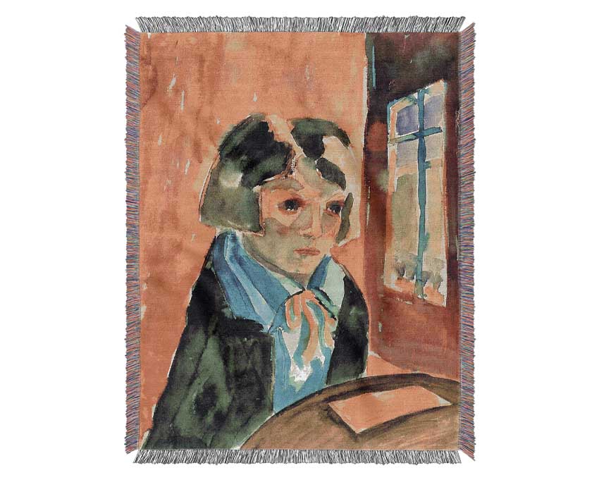 Walter Gramatte Parrot Girl Sonia Gramatte Woven Blanket