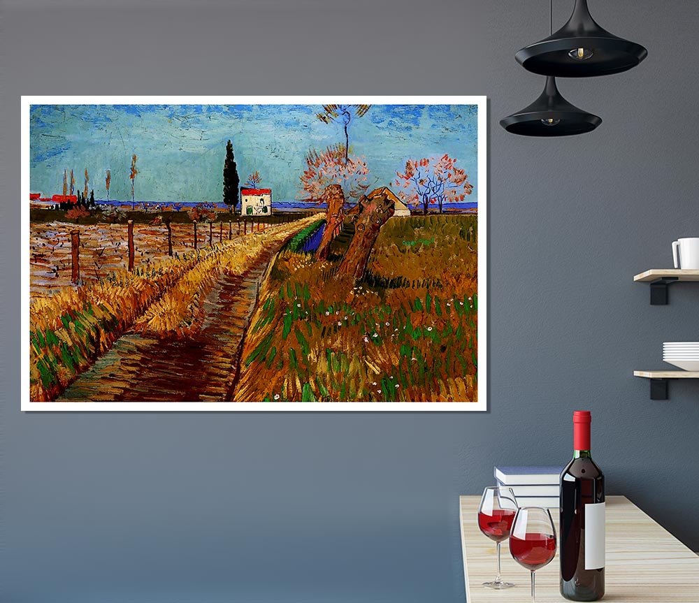 Van Gogh Path Through A Field With Willows Print Poster Wall Art