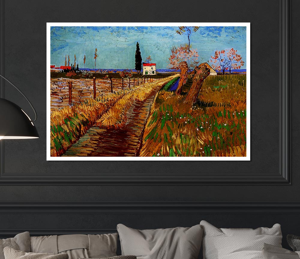 Van Gogh Path Through A Field With Willows Print Poster Wall Art