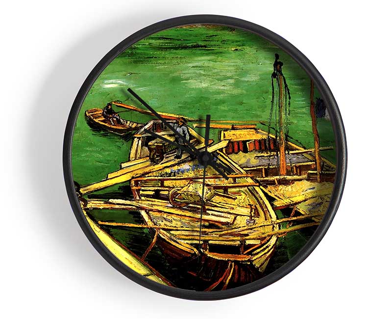 Van Gogh Quay With Men Unloading Sand Barges Clock - Wallart-Direct UK