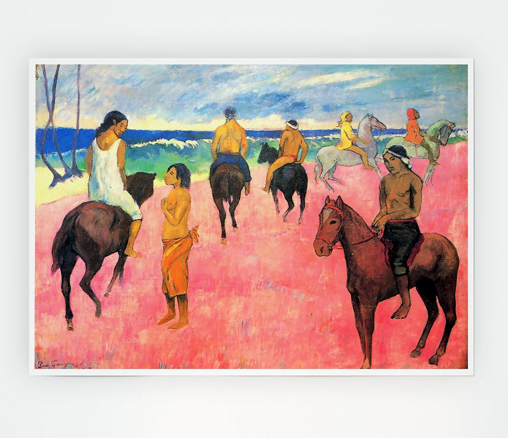 Gauguin Riding On The Beach Print Poster Wall Art