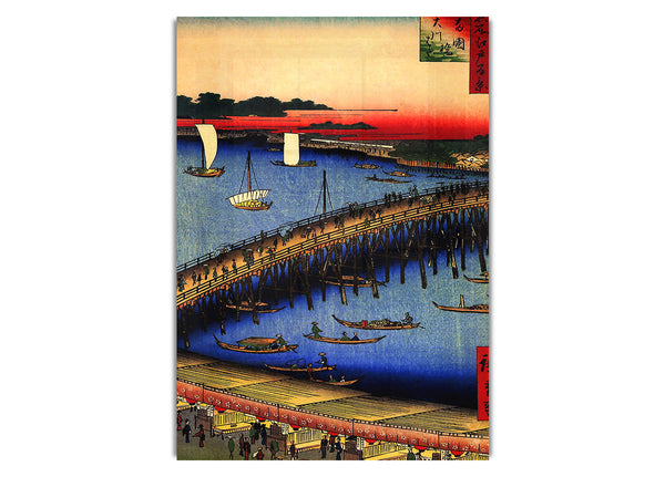 Ryogoku-Brücke und das große Flussufer von Hiroshige