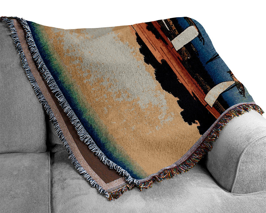 Hiroshige Ryogoku Bridge And The Great Riverbank Woven Blanket