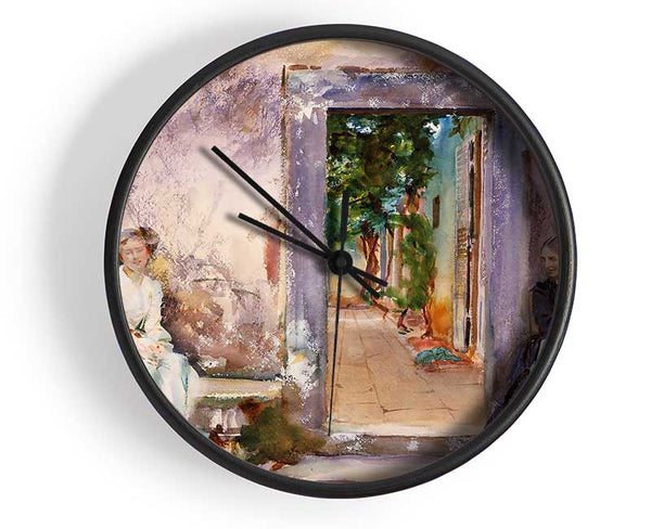 John Singer Sargent The Garden Wall Clock - Wallart-Direct UK