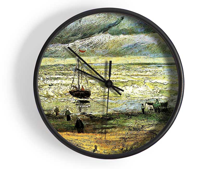 Van Gogh Scheveningen Beach In Stormy Weather Clock - Wallart-Direct UK