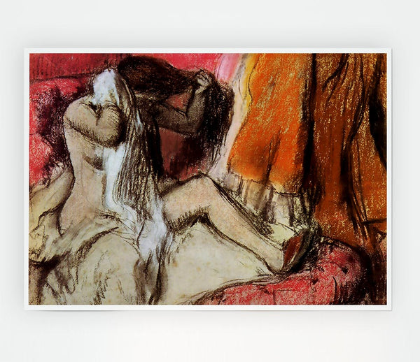 Degas Seated Female Nude On A Chaise Lounge Print Poster Wall Art