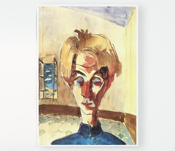 Walter Gramatte Self Portrait In A Room Print Poster Wall Art