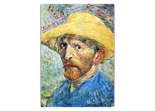 Selbstporträt mit Strohhut und blauem Hemd von Van Gogh