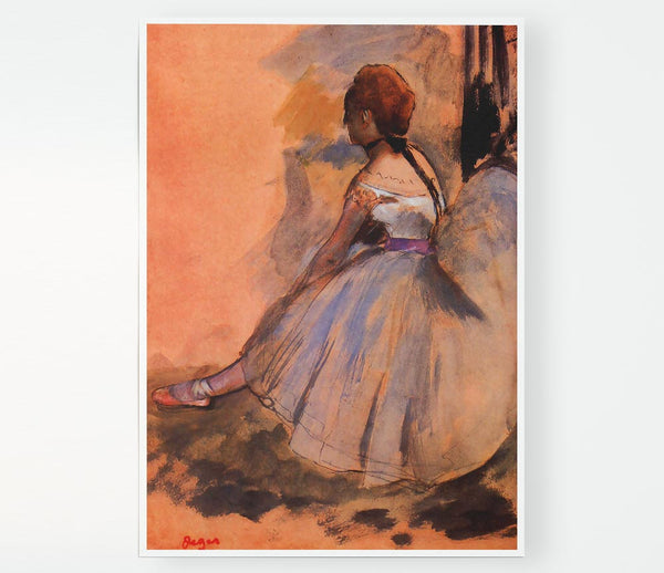 Degas Sitting Dancer With Extended Left Leg Print Poster Wall Art