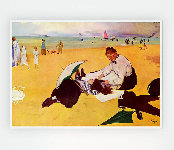 Degas Small Girls On The Beach Print Poster Wall Art