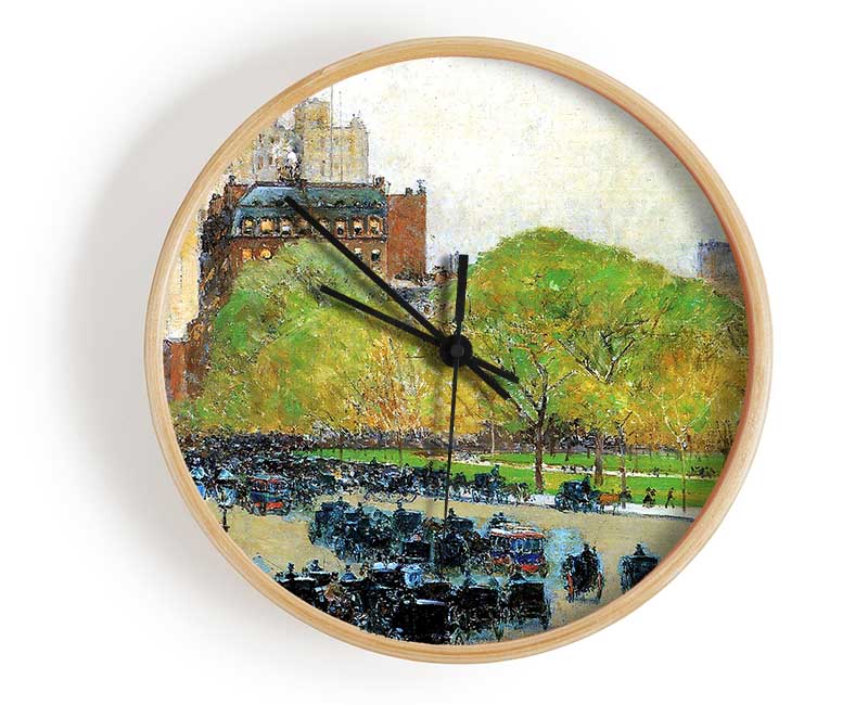 Hassam Spring Morning In The Heart Of The City Clock - Wallart-Direct UK