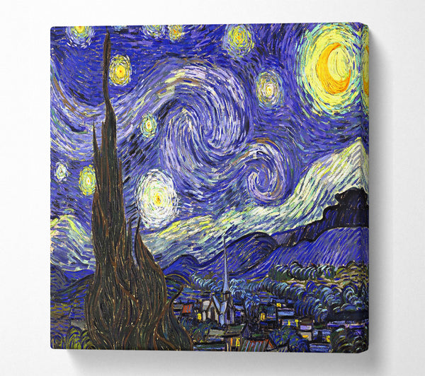 A Square Canvas Print Showing Starry Night Square Wall Art