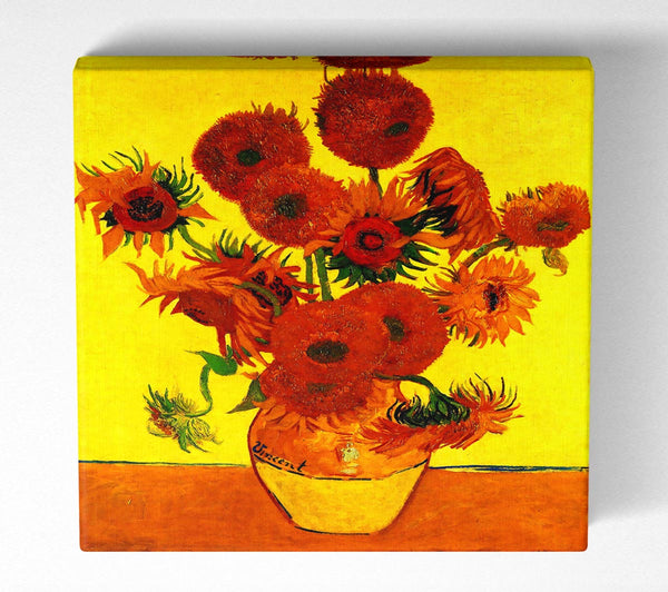 Picture of Van Gogh Still Life Vase With Fifteen Sunflowers 3 Square Canvas Wall Art