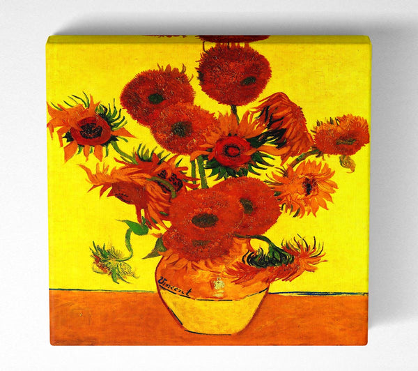 Picture of Van Gogh Still Life Vase With Fifteen Sunflowers 3 Square Canvas Wall Art