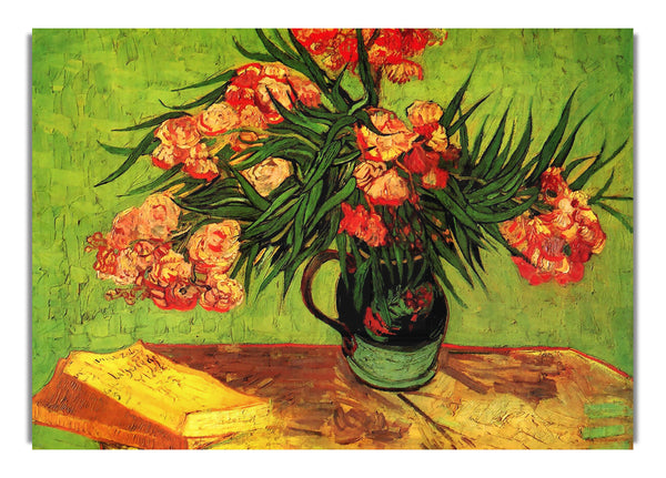 Stillleben Vase mit Oleander und Büchern von Van Gogh
