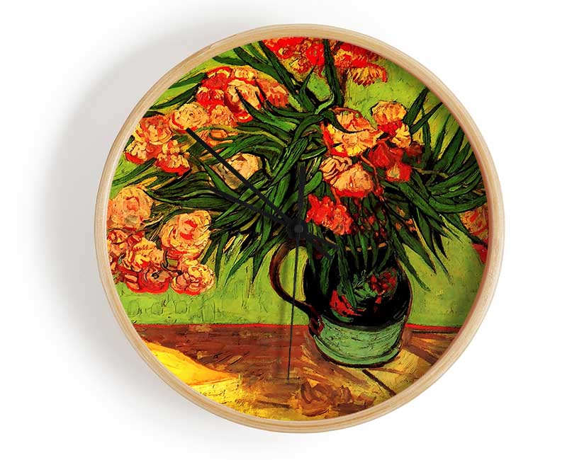 Van Gogh Still Life Vase With Oleanders And Books Clock - Wallart-Direct UK