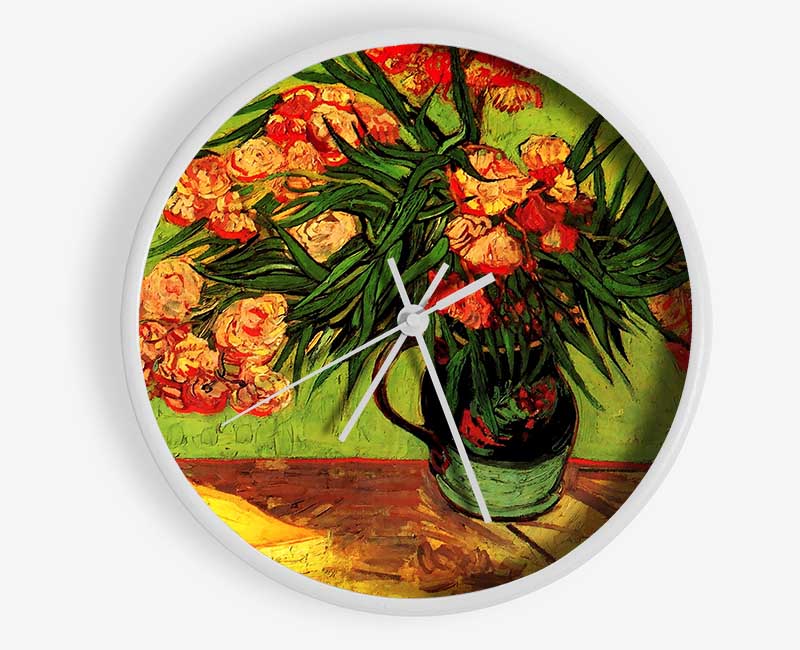 Van Gogh Still Life Vase With Oleanders And Books Clock - Wallart-Direct UK