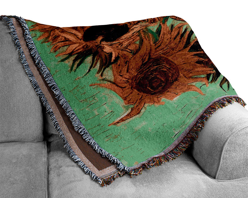 Van Gogh Still Life Vase With Twelve Sunflowers 2 Woven Blanket