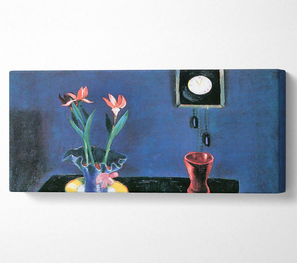 Walter Gramatte Stillleben mit Uhr und Tulpentopf