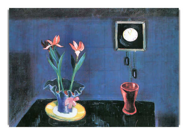 Stillleben mit Uhr und Tulpentopf von Walter Gramatte