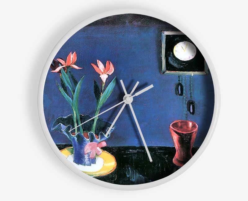Walter Gramatte Still Life With Clock And Tulip Pot Clock - Wallart-Direct UK