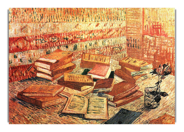 Stillleben mit französischen Romanen und Glas mit Rose von Van Gogh