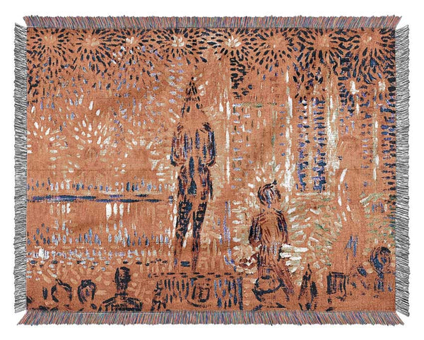 Seurat Study Of The Circus Parade Woven Blanket