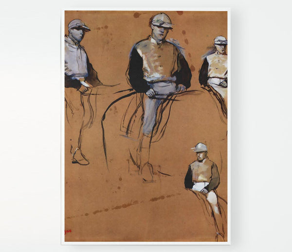Degas Study With Four Jockeys Print Poster Wall Art