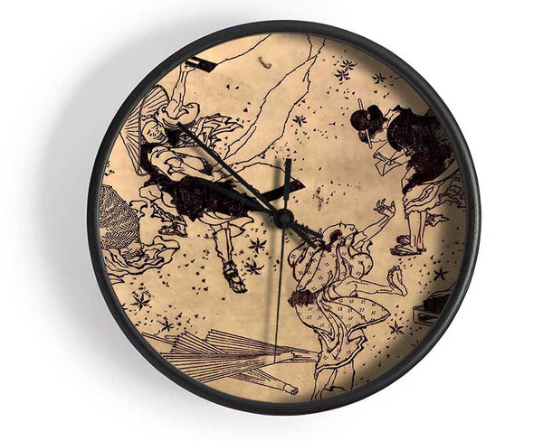 Hokusai Sudden Wind Clock - Wallart-Direct UK