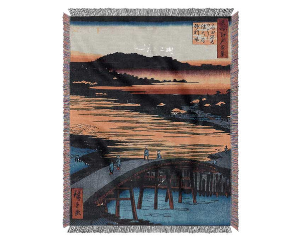 Hiroshige Sugatami Bridge Woven Blanket