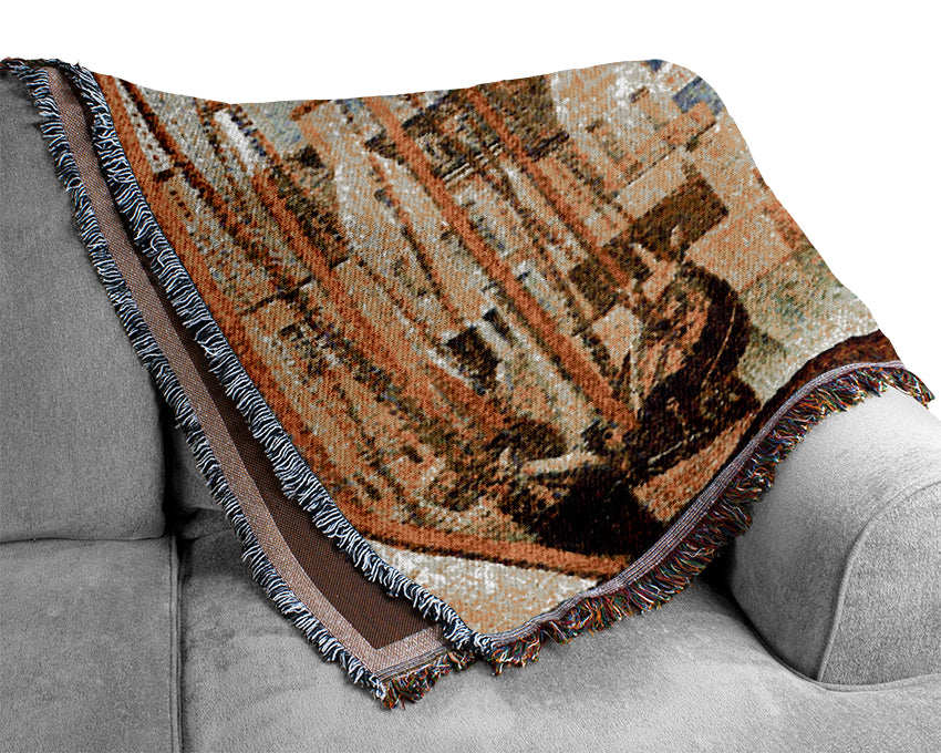 Seurat Sunday In Port-En-Bessin Woven Blanket