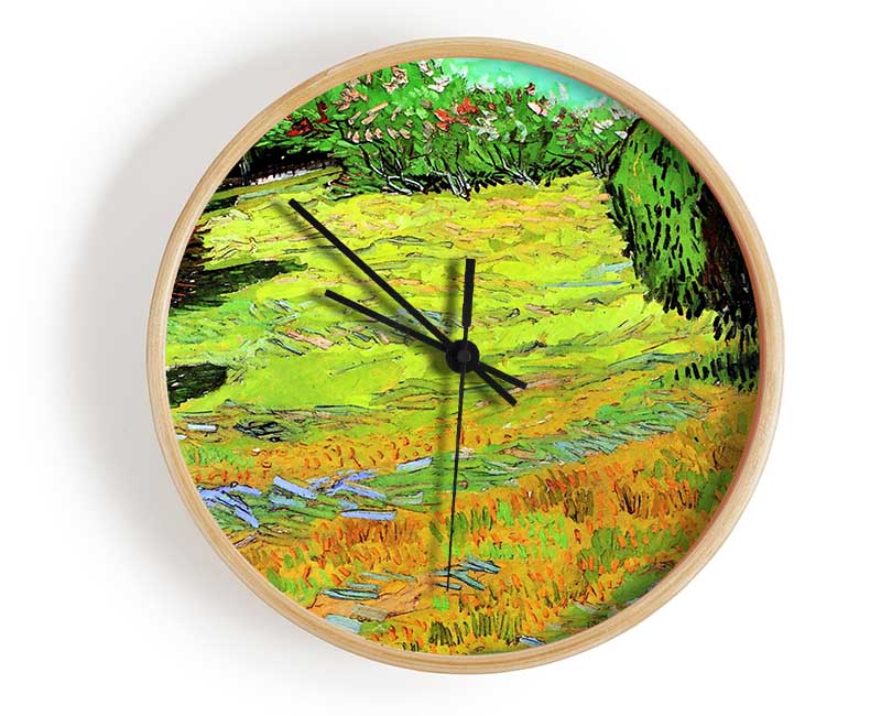 Van Gogh Sunny Lawn In A Public Park Clock - Wallart-Direct UK