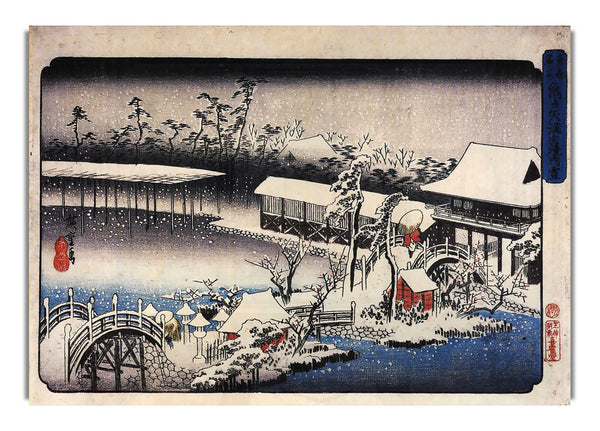 Tempelanlage im Schnee von Hiroshige