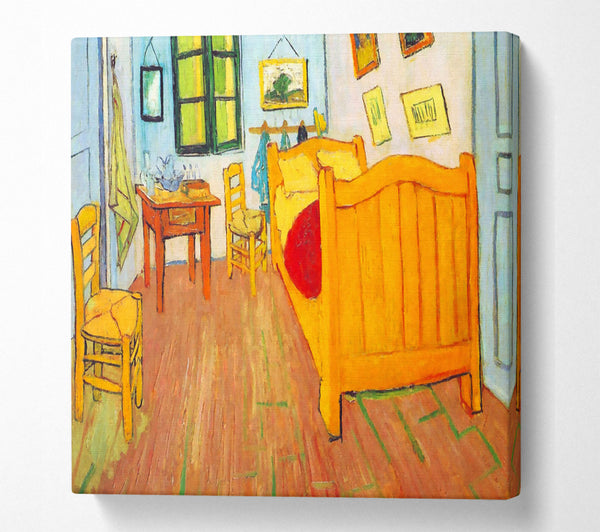 A Square Canvas Print Showing Van Gogh The Bedroom In Arles. Saint-Remy Square Wall Art