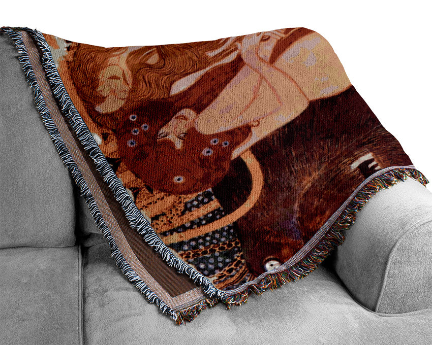 Klimt The Beethoven Freize 2 Woven Blanket