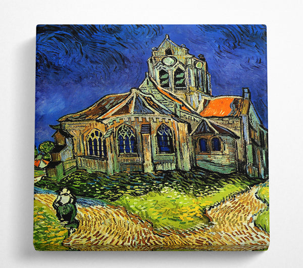A Square Canvas Print Showing Van Gogh The Church At Auvers Square Wall Art